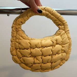 COS Butter Yellow genuine leather quilted micro bag